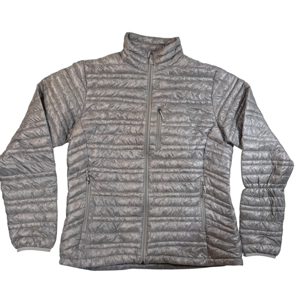 Patagonia Ultralight 800 Down Jacket Womens Large Gray 84760 Full Zip Puffer